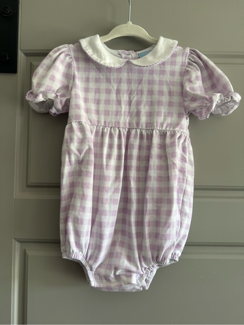 Lilac Gingham Peter Pan Collar Bubble One-Piece